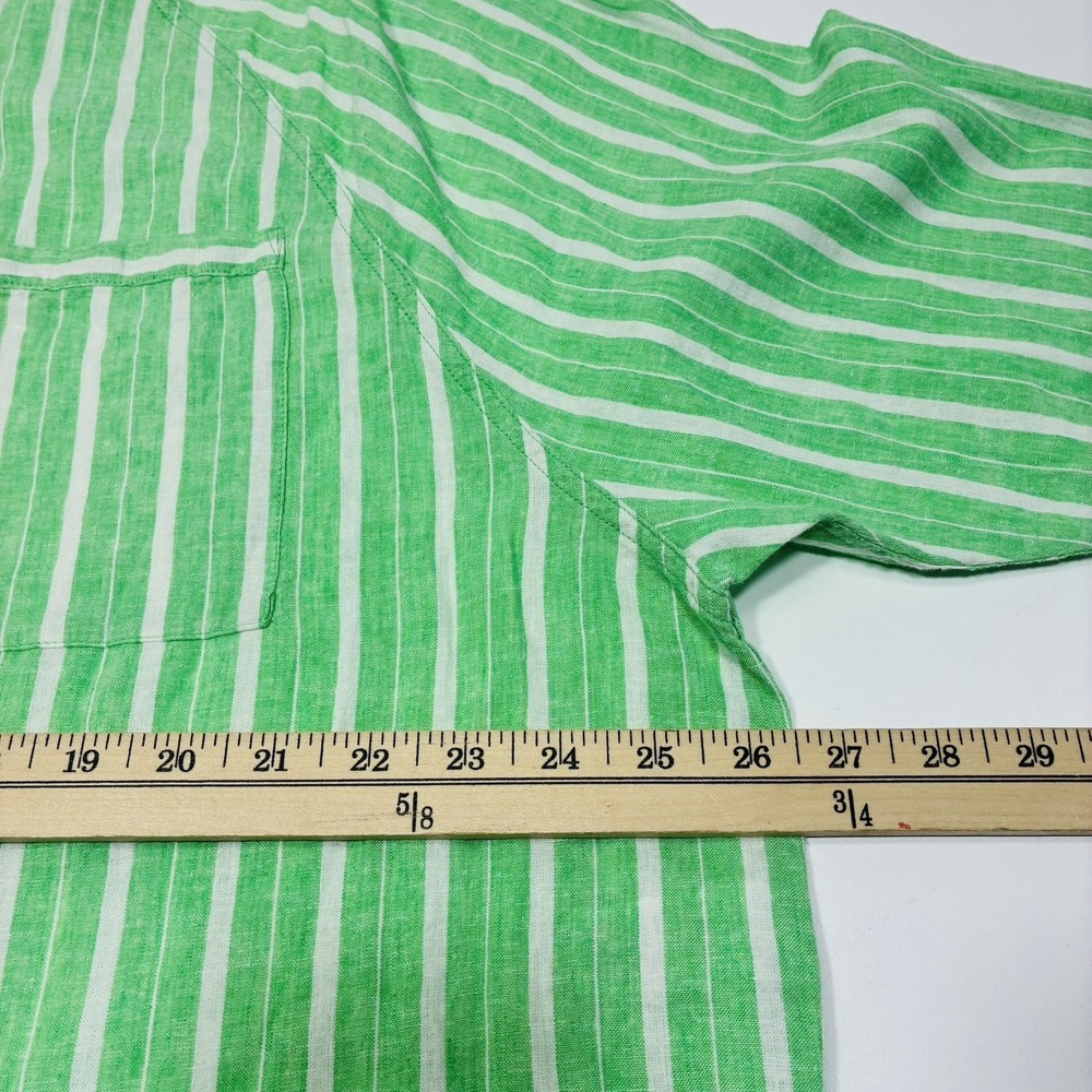 Aerie Pool-To-Party Women Shirt Size XL Linen Blend Green Stripe Oversized - Picture 12 of 13